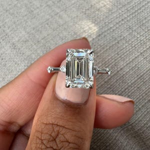 Emerald Cut Diamond Engagement Ring, Emerald Cut Diamond Ring, Simple Diamond Engagement Ring, Dainty Engagement Ring, Diamond Ring