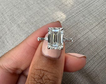 Emerald Cut Diamond Engagement Ring, Emerald Cut Diamond Ring, Simple Diamond Engagement Ring, Dainty Engagement Ring, Diamond Ring