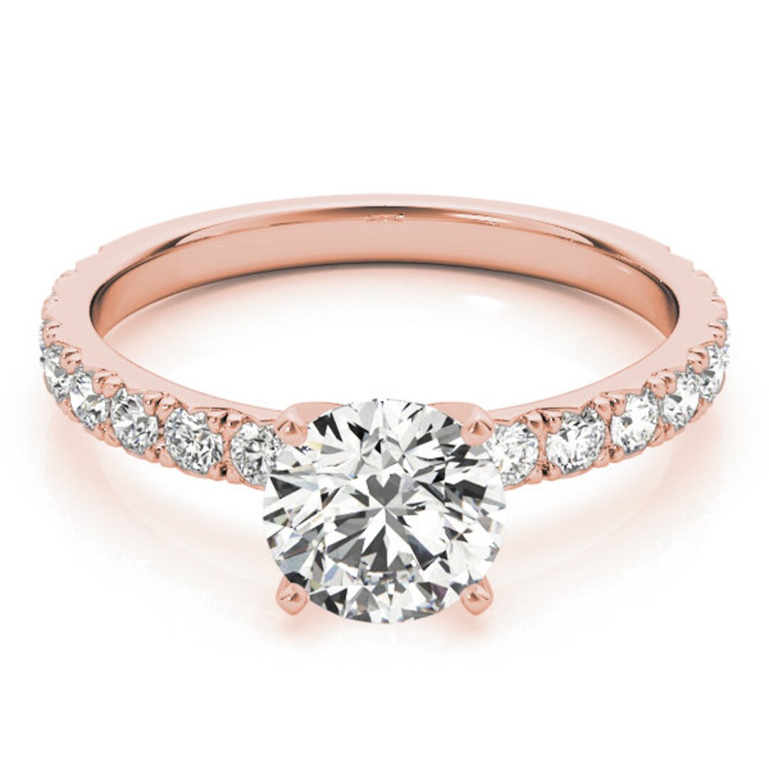 Rose Gold Engagement Ring. Rose Gold Diamond Engagement Ring. - Etsy