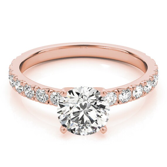 Rose Gold Engagement Ring. Rose Gold Diamond Engagement Ring. | Etsy