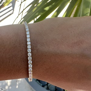 Yellow gold diamond tennis bracelet, 5 carat Diamond tennis bracelet for ladies