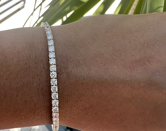 Bracciale Tennis Con Diamanti, Oro Bianco 14K/18K, Bracciale Tennis Da 3,5 Carati, Bracciale Con Diamanti, Bracciale Tennis Classico, Diamanti Naturali - Italia - Foto 12