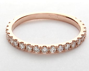 Rose Gold Diamond Ring, 3/4 Way Rose Gold Diamond Ring, Affordable Diamond Eternity Ring, Womens Rose Gold Diamond Stack Ring