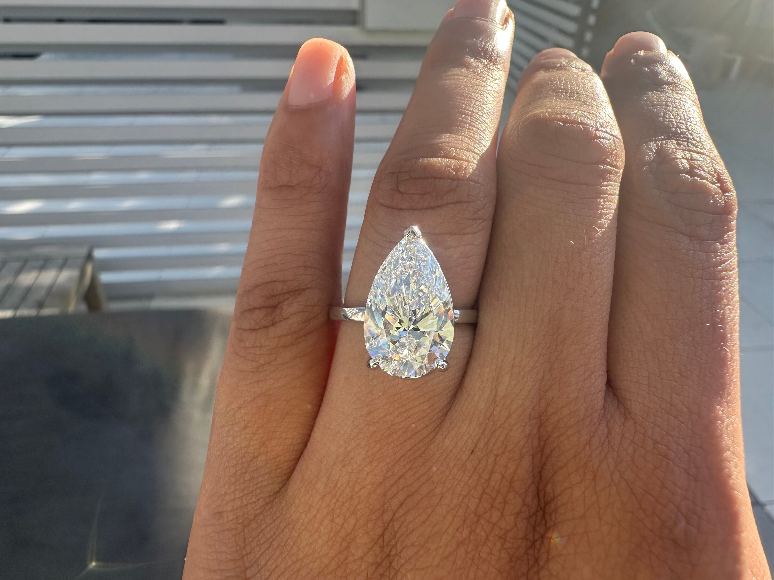5 Carat Pear Diamond Solitaire Engagement Ring, Pear Diamond Ring - Etsy
