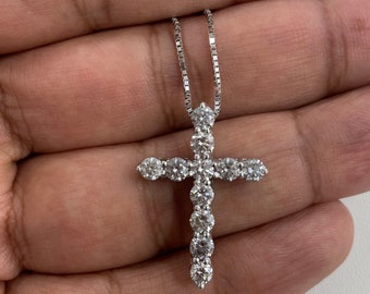 2 carat diamond cross, 2 carat white gold diamond cross, 14k white gold diamond cross pendant