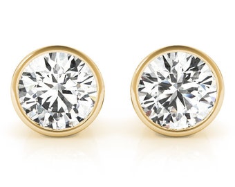 4 Carat Total Diamond Earrings. 4 Carat Total Diamond Studs. Bezel Set 4 Carat Diamond Studs. 4 Carat Diamond Earrings. Huge Diamond Studs.