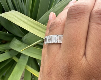 12 Carat Diamond Eternity Ring, 12 Carat Diamond Wedding Band, 12 Carat Emerald Cut Diamond Wedding Ring, Emerald Cut Eternity Band.