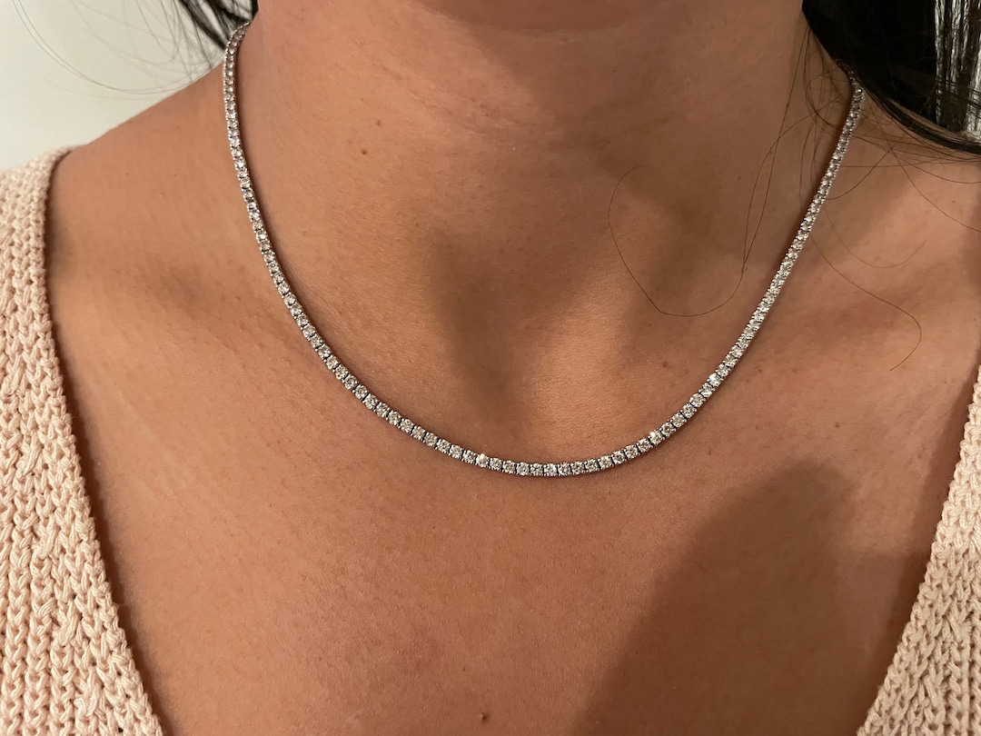 5 Carat Diamond Necklace. 5 Carat Diamond Tennis Necklace. Diamond Tennis Necklace With 5 Carats of Diamonds Etsy