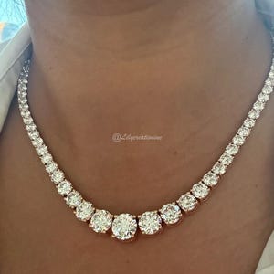 Big Diamond Graduated Diamond Tennis. Diamond Graduated Tennis Necklace. 3 Carat Center. Womens Graduated Tennis Nec&#39;klace.