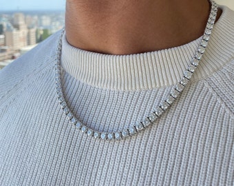 50 Carat Diamond Tennis Necklace. 14K White gold Diamond Necklace. Mens Diamond Tennis Necklace, 14K White Gold Diamond Chain