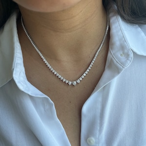 Graduated Diamond Tennis Necklace, Graduated Diamond Necklace, Riviera Diamond Necklace, Riviera Diamond Tennis Necklace,