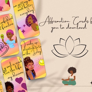 Tarjetas de Afirmaciones Mágicas para Chicas Negras: Citas Imprimibles para la Confianza, la Sanación y el Empoderamiento Diario
