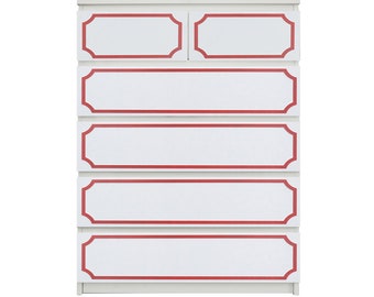 O'verlays Anne Kit 1/2" Reveal for Ikea Malm 6 drawer dresser, 6 overlays (dresser not included)