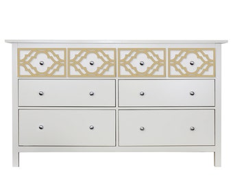 O'verlays Khloe-kit voor Ikea Hemnes-dressoir met 8 laden Top 4 laden, panelen (dressoir niet inbegrepen)