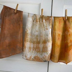 Silk Copper and Gold Bandanas, Hand Dyed Shibori Square Office to Casual Scarf Unisex Gift Ideas 12th Anniversary Head Scarf, Ponytail Scarf