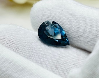8.45 London Blue Topaz Gemstone - Stunning Deep Blue Color and Excellent Clarity - Pear Shaped Loose Gem - Ethically Sourced