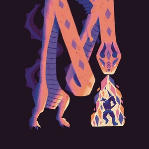 Myth - Dragon and Knight - Medieval - Beowulf - Illustration Art Print