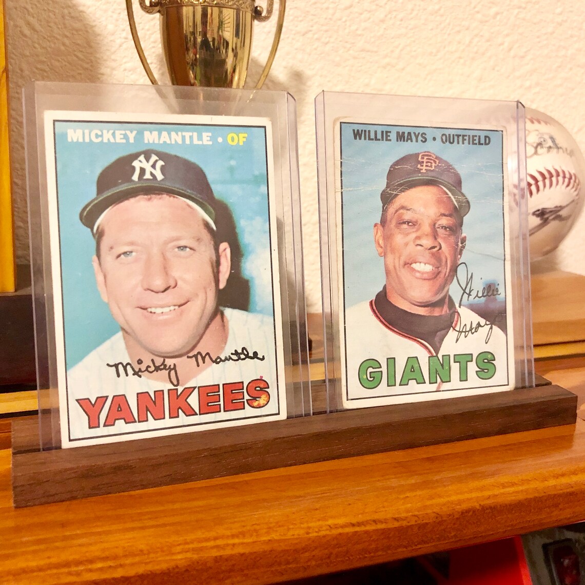 Wooden baseball card 2card display stand Available in Teak Etsy