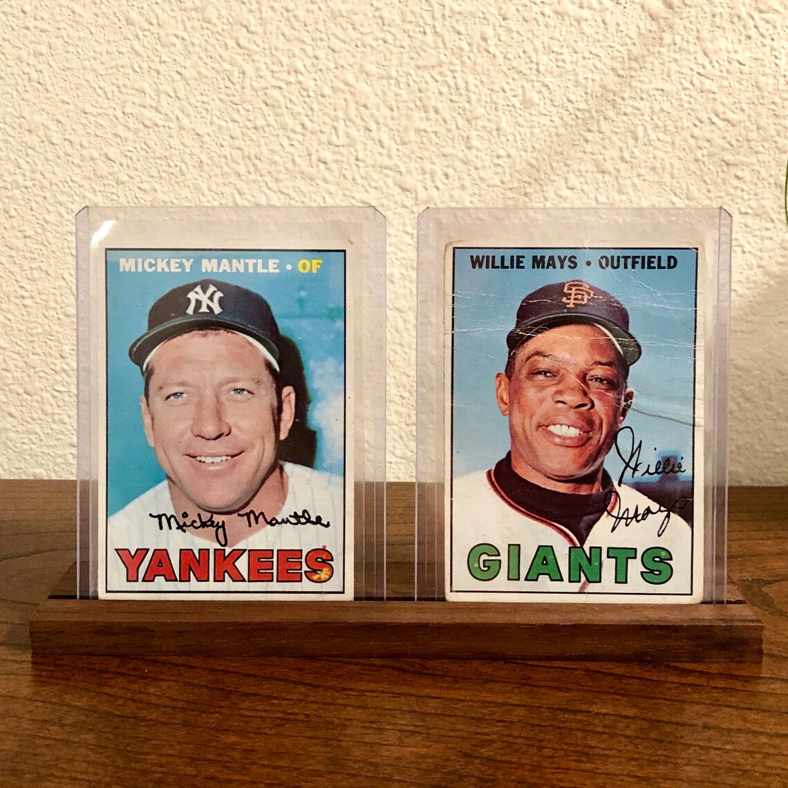 Wooden baseball card 2card display stand Available in Teak Etsy