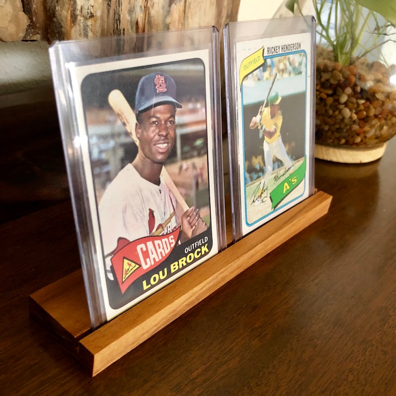Wooden baseball card 2card display stand Available in Teak Etsy