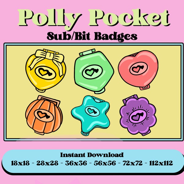 6 Polly Pocket Badges - Twitch Sub/Bit Streaming Badges