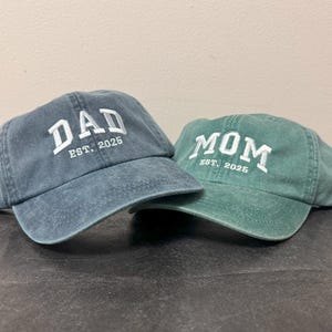 Custom Embroidered Hat, Personalized Date, Matching Vintage Baseball Hat, Gift For New Dad Mom, Pregnancy Announcement, Mothers day gift