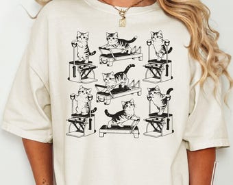 Chemise Pilates Comfort Colors® pour chats, joli motif fitness kitty