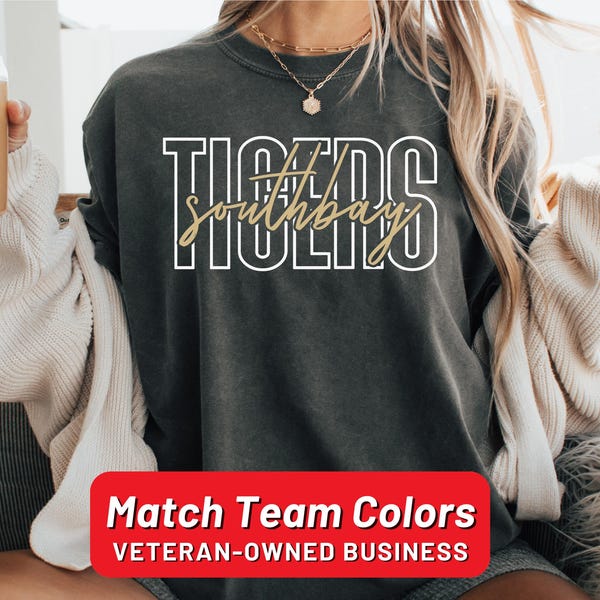 Comfort Colors® Custom School Mascot Shirt, School Logo Tee, Team Mascot Shirt Gift, Custom Name Gifts For Back To School, Custom Sports Tee