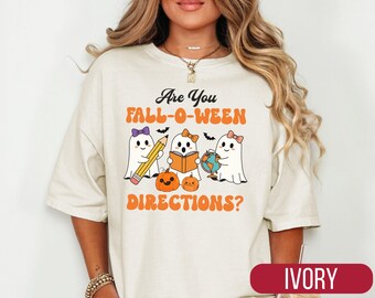 Fall Teacher Ghost Shirt, Personalized Halloween Educator Gift, Cute Spooky Learning Classroom Apparel Shirt for Teachers