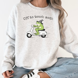 Math Teacher T-Shirt, Funny Frog Wizard On Scooter Design, Unique Back To School Gift For Educators, Cute Amphibian Instructor Shirt