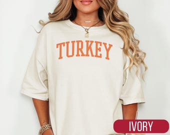 Thanksgiving Turkey Shirt, Fall Season Holiday Top, Friendsgiving Host Gift Idea, Collegiate Style Game Day Shirt