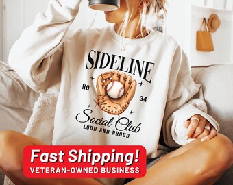 Sideline Social Club Mom Shirt, Baseball Mom Shirt With Number, Baseball Game Day Shirt, Baseball Mama Shirt, Cool Baseball Season Gift
