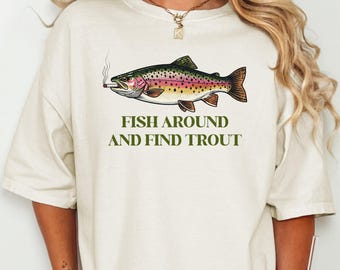 Chemise de pêche : motif truite pleine d'esprit (T-shirt unisexe aux couleurs confortables)
