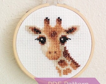 Giraffe Kreuzstich Stickmuster PDF Set - Giraffe - Sofort download - S