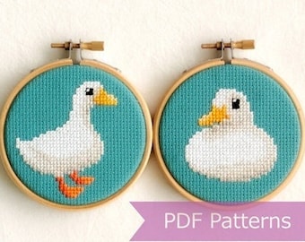 Duck cross stitch pattern PDF bundle - Call duck embroidery patterns - Instant download - Small
