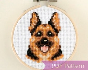 German Shepherd cross stitch pattern PDF - German Shepherd embroidery PDF - Instant download - Small