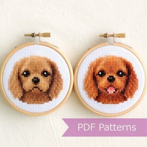 Ruby Cavalier King Charles Spaniels PDF bundle - Cavalier King Charles Spaniels Ruby (two colorways) embroidery - Instant download - Small
