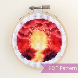 Volcano cross stitch pattern PDF - Volcano embroidery - Instant download - Small