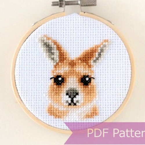 Kangaroo Cross Stitch Pattern PDF Kangaroo Embroidery Etsy