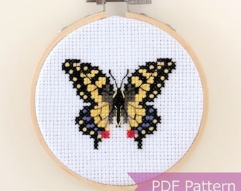 Swallowtail Butterfly cross stitch pattern PDF - Swallowtail butterfly embroidery - Instant download - Small
