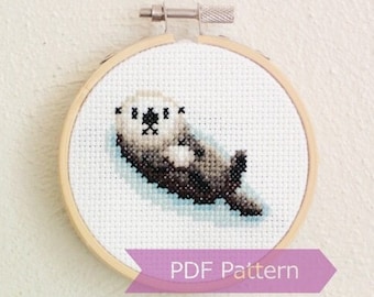 Sea Otter cross stitch pattern PDF - Sea Otter embroidery - Instant Download - Small