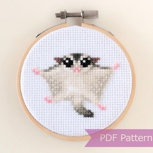 Petauros del azúcar en punto de cruz PDF - Bordado de petauros del azúcar - Descarga instantánea - Pequeño