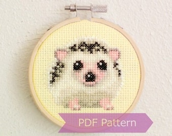 Hedgehog cross stitch pattern PDF - Hedgehog embroidery - Instant download - Small