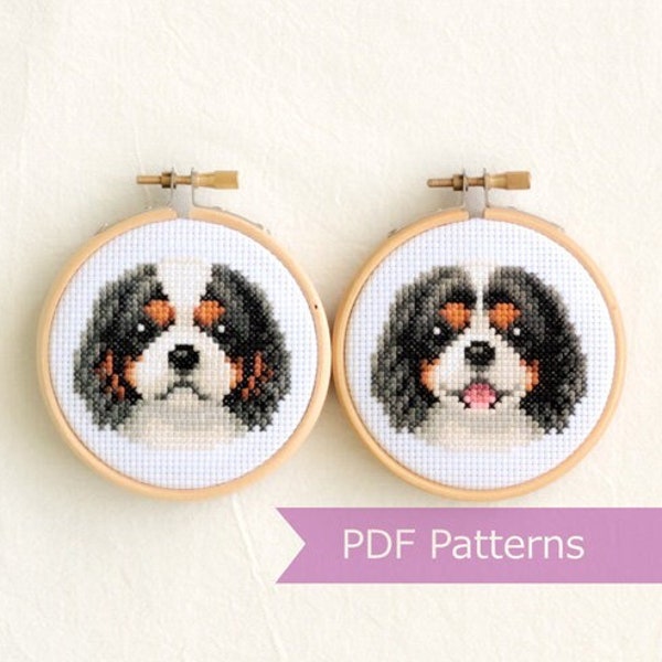 Paquete PDF Tricolor Cavalier King Charles Spaniels - Bordado tricolor Cavalier King Charles Spaniels - Descarga instantánea - Pequeño