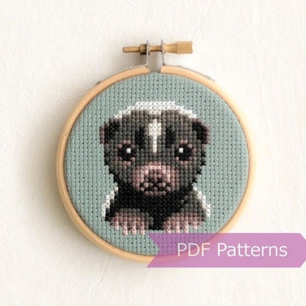 Skunk cross stitch PDF - Skunk embroidery - Instant download - Small