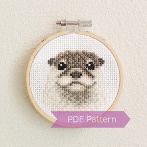Otter cross stitch pattern PDF - Otter embroidery - Instant download - Small