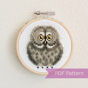 Great Grey Owl cross stitch PDF - Great Grey Owl embroidery - Instant download - Small