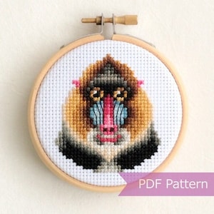 Mandrill cross stitch PDF - Mandrill embroidery - Instant download - Small