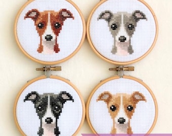 Italian Greyhound cross stitch pattern PDF Megabundle - Blue + Black + Red + Fawn Italian Greyhound embroidery -  Instant download - Small