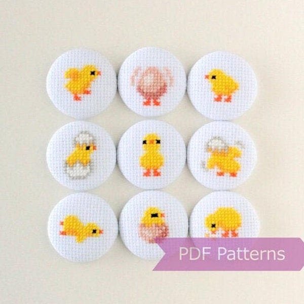 Tiny Chicks cross stitch pattern bundle - Mini Baby Chickens embroidery patterns - Instant Download PDFs - Tiny